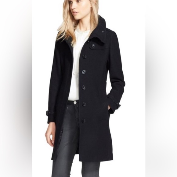 Burberry Brit Rushfield Belted Long Wool Coat Single Breasted Jacket US size 4 - Picture 3 of 12
